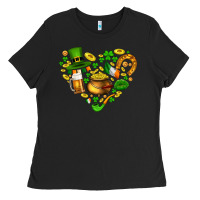Black St Patricks heart Ladies Tee - AdoDesignShop