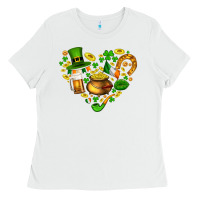 White St Patricks heart Ladies Tee - AdoDesignShop
