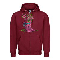 Burgundy valentines day western boots and roses Zipper Hoodie - AdoDesignShop