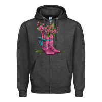 Charcoal Heather valentines day western boots and roses Zipper Hoodie - AdoDesignShop