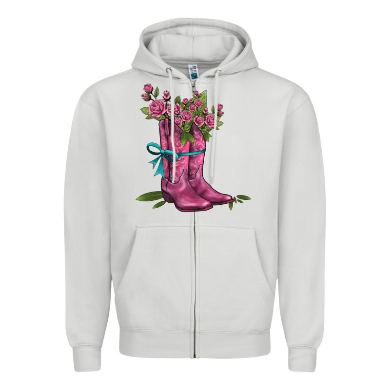 Valentines Day Western Boots And Roses Zipper Hoodie by AdoDesignShop | Teevron