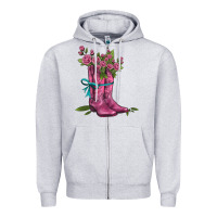 Heather Grey valentines day western boots and roses Zipper Hoodie - AdoDesignShop
