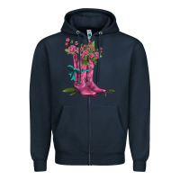Navy valentines day western boots and roses Zipper Hoodie - AdoDesignShop