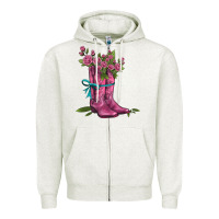 Oatmeal Heather valentines day western boots and roses Zipper Hoodie - AdoDesignShop
