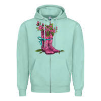 Seafoam valentines day western boots and roses Zipper Hoodie - AdoDesignShop