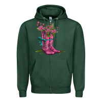 Sports Green valentines day western boots and roses Zipper Hoodie - AdoDesignShop