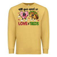 Antique Gold all you need is love and tacos Premium Sweatshirt - MaliasSmallBusiness