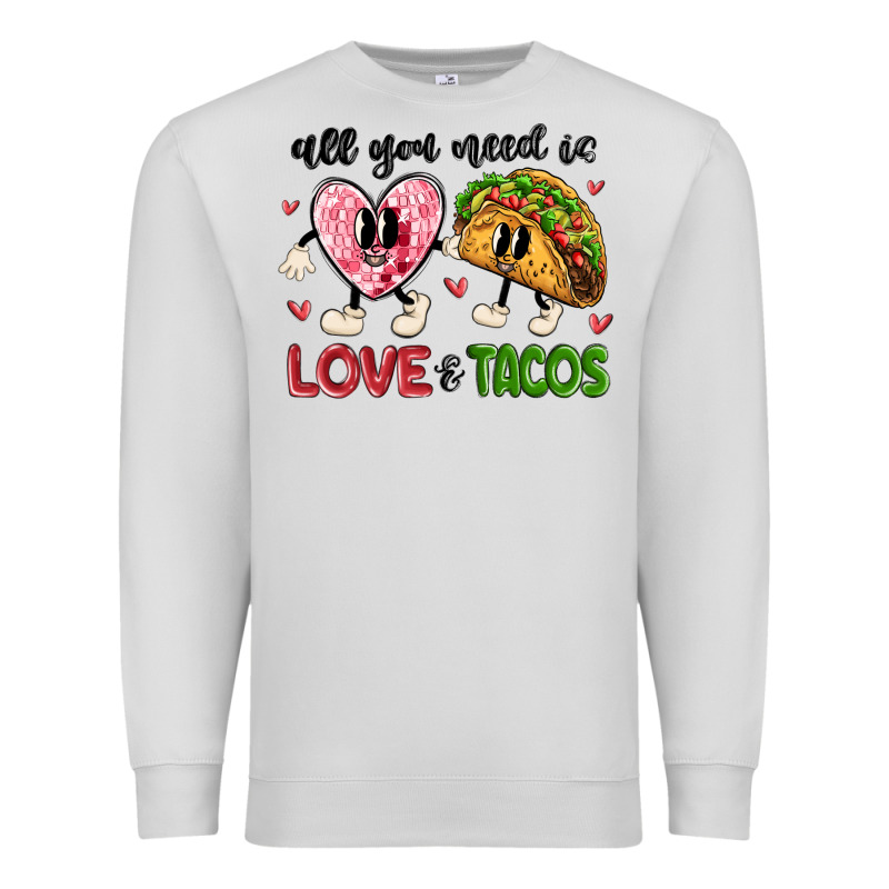 All You Need Is Love And Tacos Premium Sweatshirt by MaliasSmallBusiness | Teevron
