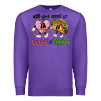 Purple all you need is love and tacos Premium Sweatshirt - MaliasSmallBusiness