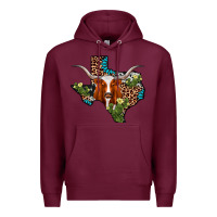 Burgundy longhorn texas map Premium Hoodie - AdoDesignShop