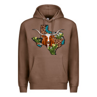 Chestnut longhorn texas map Premium Hoodie - AdoDesignShop