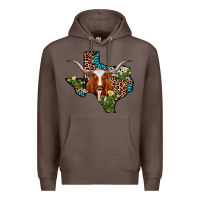 Coffee longhorn texas map Premium Hoodie - AdoDesignShop