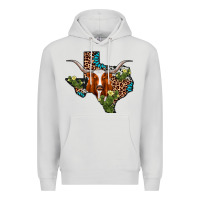 Dove Grey longhorn texas map Premium Hoodie - AdoDesignShop