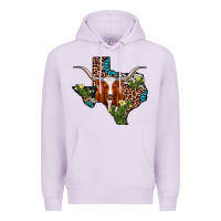 Lilac longhorn texas map Premium Hoodie - AdoDesignShop
