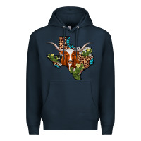 Navy longhorn texas map Premium Hoodie - AdoDesignShop