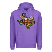 Purple longhorn texas map Premium Hoodie - AdoDesignShop