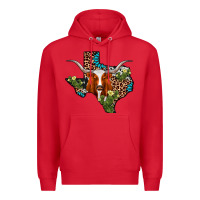 Red longhorn texas map Premium Hoodie - AdoDesignShop