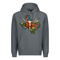 Rock longhorn texas map Premium Hoodie - AdoDesignShop
