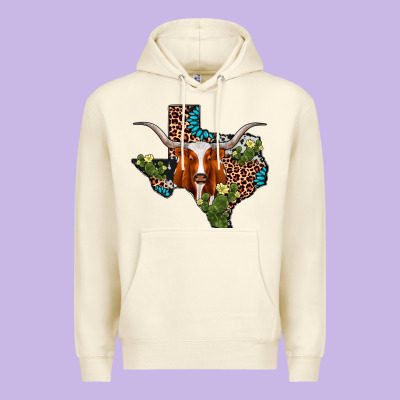 Longhorn Texas Map Premium Hoodie Designed By Adodesignshop