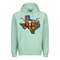 Seafoam longhorn texas map Premium Hoodie - AdoDesignShop