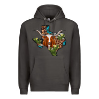 Smoke longhorn texas map Premium Hoodie - AdoDesignShop