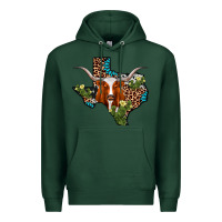 Sports Green longhorn texas map Premium Hoodie - AdoDesignShop