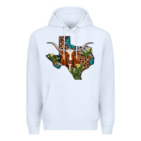 White longhorn texas map Premium Hoodie - AdoDesignShop