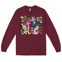 Burgundy saved by his grace Long Sleeve Tee - AdoDesignShop