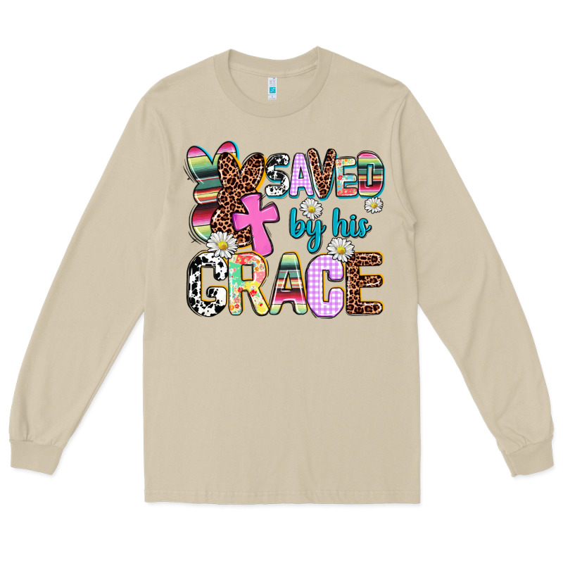 Saved By His Grace Long Sleeve Tee by AdoDesignShop | Teevron