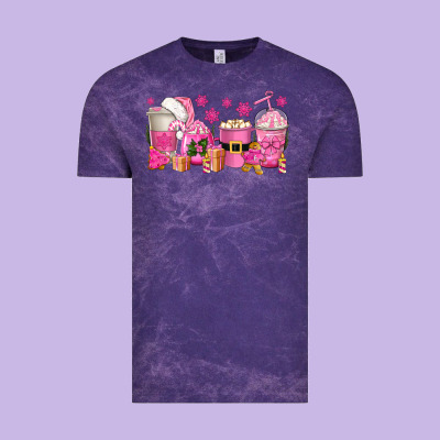 Pink Christmas Coffee Cups Vintage Tee Designed By Texasbilliewilder
