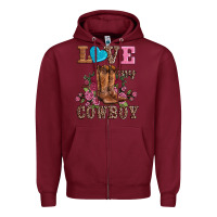 Burgundy valentines day love my cowboy Zipper Hoodie - AdoDesignShop