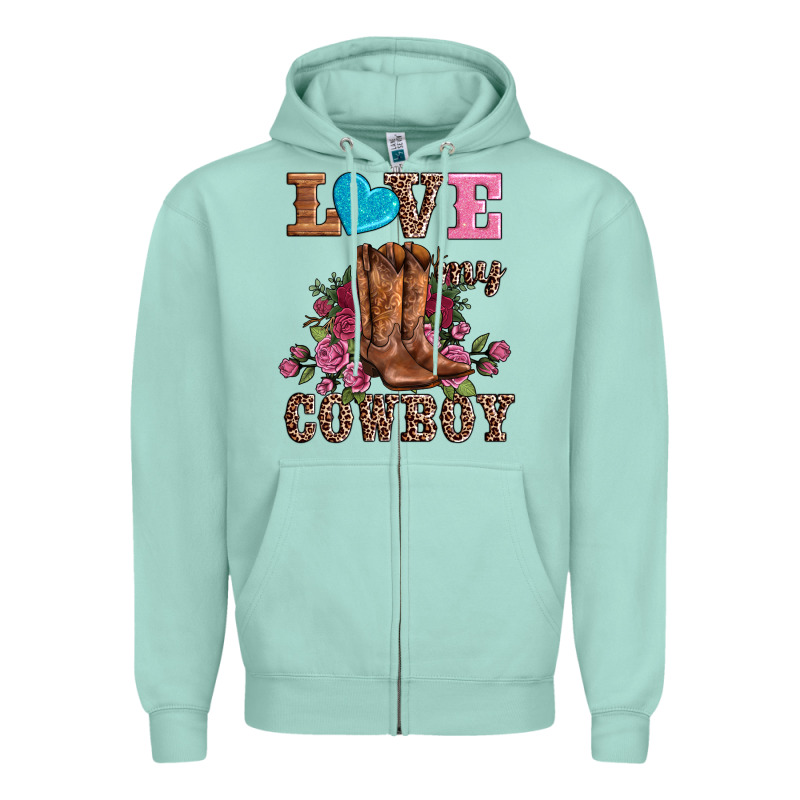 Valentines Day Love My Cowboy Zipper Hoodie by AdoDesignShop | Teevron