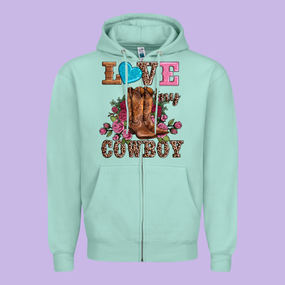 Valentines Day Love My Cowboy Zipper Hoodie Designed By Adodesignshop
