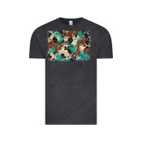 Vintage Black turquoise glitter cowhide background Vintage Tee - BarkalooDesign
