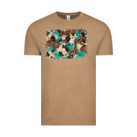 Vintage Coffee turquoise glitter cowhide background Vintage Tee - BarkalooDesign