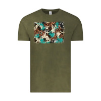 Vintage Olive turquoise glitter cowhide background Vintage Tee - BarkalooDesign
