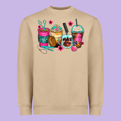 Hairstylist Coffee Cups Heavyweight Sweatshirt Designed By Zillion Design Studio