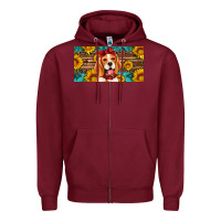 Burgundy beagle with sunflowers license plate Zipper Hoodie - Artiststas