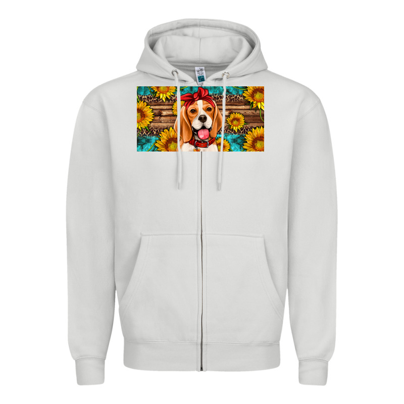 Beagle With Sunflowers License Plate Zipper Hoodie by Artiststas | Teevron