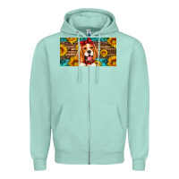 Seafoam beagle with sunflowers license plate Zipper Hoodie - Artiststas