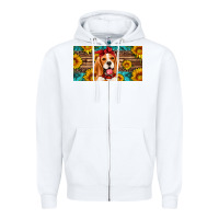 White beagle with sunflowers license plate Zipper Hoodie - Artiststas