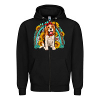 Black beagle turquoise and sunflowers rainbow Zipper Hoodie - Artiststas