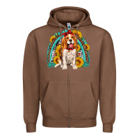 Chestnut beagle turquoise and sunflowers rainbow Zipper Hoodie - Artiststas