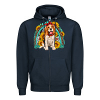 Navy beagle turquoise and sunflowers rainbow Zipper Hoodie - Artiststas