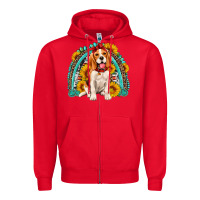 Red beagle turquoise and sunflowers rainbow Zipper Hoodie - Artiststas