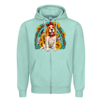 Seafoam beagle turquoise and sunflowers rainbow Zipper Hoodie - Artiststas