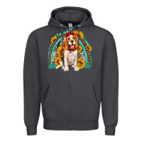 Smoke beagle turquoise and sunflowers rainbow Zipper Hoodie - Artiststas