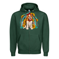 Sports Green beagle turquoise and sunflowers rainbow Zipper Hoodie - Artiststas