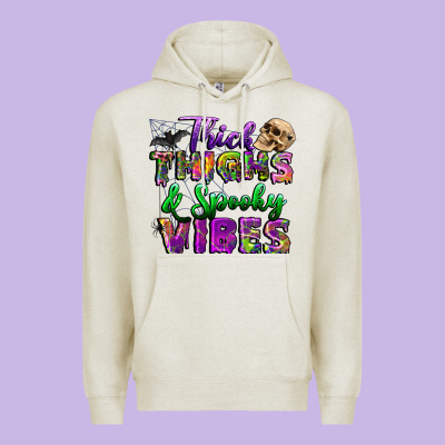 Thick Thighs And Spooky Vibes Premium Hoodie Designed By Bundleandbundleshop