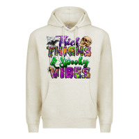 Oatmeal Heather thick thighs and spooky vibes Premium Hoodie - BundleAndBundleShop
